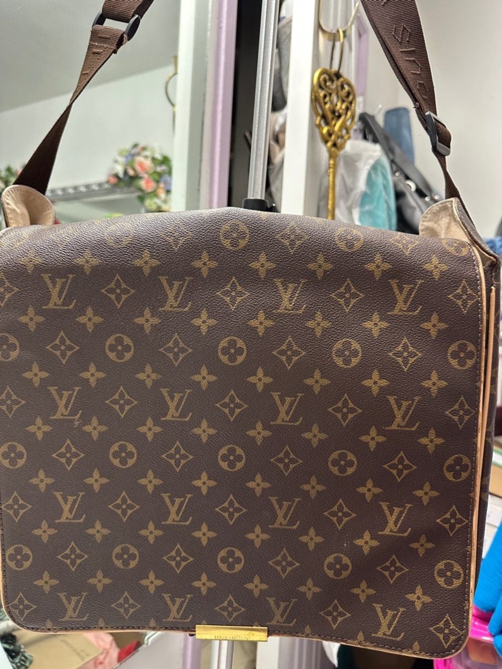 Louis Vuitton Monogram Canvas Crossbody Bag in Brown and Tan